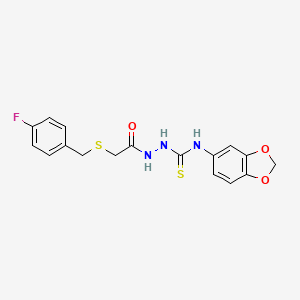 N-1,3-benzodioxol-5-yl-2-{[(4-fluorobenzyl)thio]acetyl}hydrazinecarbothioamide