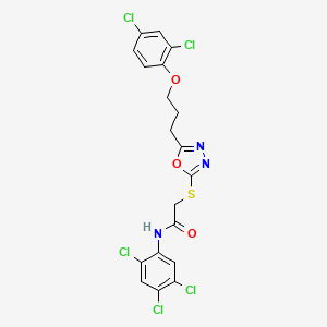 2-({5-[3-(2,4-dichlorophenoxy)propyl]-1,3,4-oxadiazol-2-yl}sulfanyl)-N-(2,4,5-trichlorophenyl)acetamide