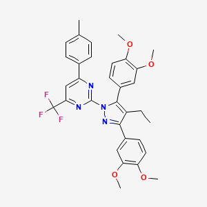 2-[3,5-bis(3,4-dimethoxyphenyl)-4-ethyl-1H-pyrazol-1-yl]-4-(4-methylphenyl)-6-(trifluoromethyl)pyrimidine