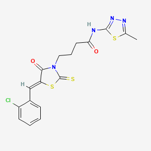 4-[5-(2-chlorobenzylidene)-4-oxo-2-thioxo-1,3-thiazolidin-3-yl]-N-(5-methyl-1,3,4-thiadiazol-2-yl)butanamide