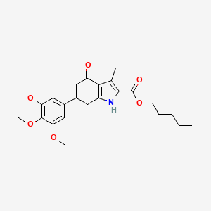 pentyl 3-methyl-4-oxo-6-(3,4,5-trimethoxyphenyl)-4,5,6,7-tetrahydro-1H-indole-2-carboxylate