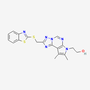 2-{2-[(1,3-BENZOTHIAZOL-2-YLSULFANYL)METHYL]-8,9-DIMETHYL-7H-PYRROLO[3,2-E][1,2,4]TRIAZOLO[1,5-C]PYRIMIDIN-7-YL}-1-ETHANOL