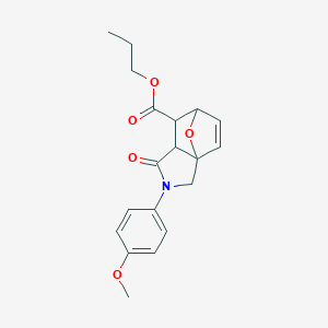 molecular formula C19H21NO5 B459047 Propyl 2-(4-methoxyphenyl)-1-oxo-1,2,3,6,7,7a-hexahydro-3a,6-epoxyisoindole-7-carboxylate 