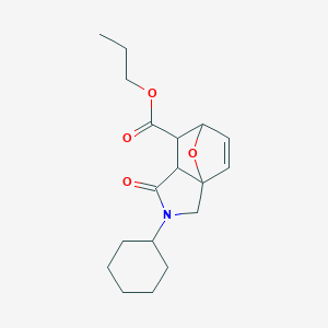 molecular formula C18H25NO4 B459049 Propyl 2-cyclohexyl-1-oxo-1,2,3,6,7,7a-hexahydro-3a,6-epoxyisoindole-7-carboxylate CAS No. 1005112-14-0