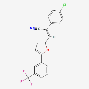 molecular formula C20H11ClF3NO B4590492 2-(4-chlorophenyl)-3-{5-[3-(trifluoromethyl)phenyl]-2-furyl}acrylonitrile 