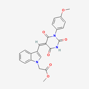 molecular formula C23H19N3O6 B4590535 METHYL 2-(3-{[(5E)-1-(4-METHOXYPHENYL)-2,4,6-TRIOXO-1,3-DIAZINAN-5-YLIDENE]METHYL}-1H-INDOL-1-YL)ACETATE 