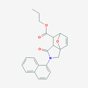 molecular formula C22H21NO4 B459056 Propyl 3-(1-naphthyl)-4-oxo-10-oxa-3-azatricyclo[5.2.1.0~1,5~]dec-8-ene-6-carboxylate 