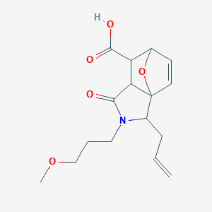 molecular formula C16H21NO5 B459057 2-Allyl-3-(3-methoxypropyl)-4-oxo-10-oxa-3-azatricyclo[5.2.1.0~1,5~]dec-8-ene-6-carboxylic acid 