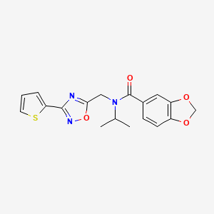 N-propan-2-yl-N-[(3-thiophen-2-yl-1,2,4-oxadiazol-5-yl)methyl]-1,3-benzodioxole-5-carboxamide