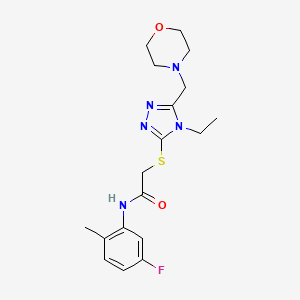 molecular formula C18H24FN5O2S B4590621 2-{[4-ethyl-5-(morpholin-4-ylmethyl)-4H-1,2,4-triazol-3-yl]sulfanyl}-N-(5-fluoro-2-methylphenyl)acetamide 