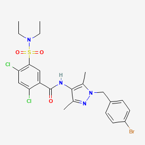 molecular formula C23H25BrCl2N4O3S B4590649 N-[1-(4-bromobenzyl)-3,5-dimethyl-1H-pyrazol-4-yl]-2,4-dichloro-5-[(diethylamino)sulfonyl]benzamide 