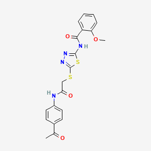 N-(5-((2-((4-acetylphenyl)amino)-2-oxoethyl)thio)-1,3,4-thiadiazol-2-yl)-2-methoxybenzamide