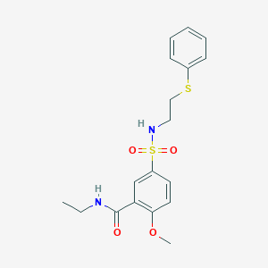 molecular formula C18H22N2O4S2 B4590679 N-ethyl-2-methoxy-5-({[2-(phenylthio)ethyl]amino}sulfonyl)benzamide 