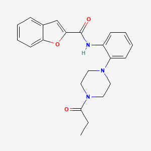 molecular formula C22H23N3O3 B4590698 N-[2-(4-propionyl-1-piperazinyl)phenyl]-1-benzofuran-2-carboxamide 