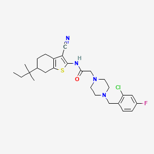 2-[4-(2-chloro-4-fluorobenzyl)piperazin-1-yl]-N-[3-cyano-6-(2-methylbutan-2-yl)-4,5,6,7-tetrahydro-1-benzothiophen-2-yl]acetamide