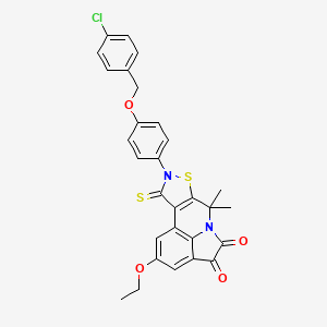 9-{4-[(4-chlorobenzyl)oxy]phenyl}-2-ethoxy-7,7-dimethyl-10-thioxo-9,10-dihydro-7H-isothiazolo[5,4-c]pyrrolo[3,2,1-ij]quinoline-4,5-dione