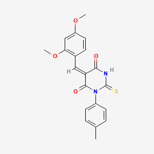 molecular formula C20H18N2O4S B4590965 (5E)-5-[(2,4-dimethoxyphenyl)methylidene]-1-(4-methylphenyl)-2-sulfanylidene-1,3-diazinane-4,6-dione 