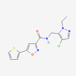 molecular formula C14H13ClN4O2S B4590987 N-[(4-chloro-1-ethyl-1H-pyrazol-5-yl)methyl]-5-(2-thienyl)-3-isoxazolecarboxamide 