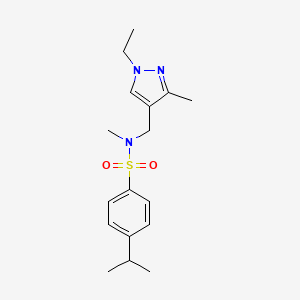 molecular formula C17H25N3O2S B4591035 N-[(1-ETHYL-3-METHYL-1H-PYRAZOL-4-YL)METHYL]-4-ISOPROPYL-N-METHYL-1-BENZENESULFONAMIDE 