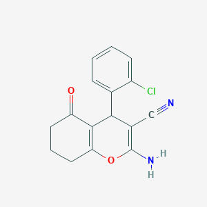 molecular formula C16H13ClN2O2 B459104 2-amino-4-(2-chlorophenyl)-5-oxo-5,6,7,8-tetrahydro-4H-chromene-3-carbonitrile CAS No. 144036-32-8