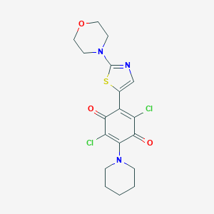 2,5-Dichloro-3-[2-(4-morpholinyl)-1,3-thiazol-5-yl]-6-(1-piperidinyl)benzo-1,4-quinone