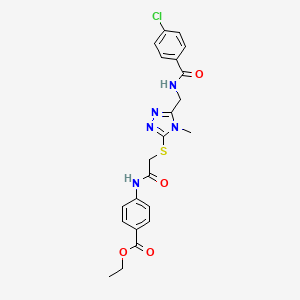 ethyl 4-[({[5-({[(4-chlorophenyl)carbonyl]amino}methyl)-4-methyl-4H-1,2,4-triazol-3-yl]sulfanyl}acetyl)amino]benzoate