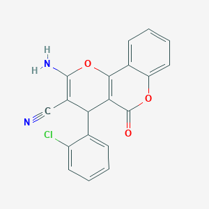 molecular formula C19H11ClN2O3 B459109 2-amino-4-(2-chlorophenyl)-5-oxo-4H,5H-pyrano[3,2-c]chromene-3-carbonitrile CAS No. 317841-40-0
