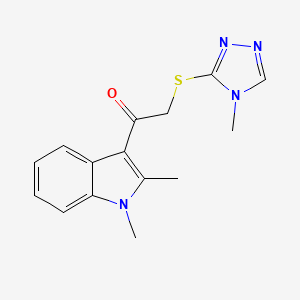 molecular formula C15H16N4OS B4591095 1-(1,2-dimethyl-1H-indol-3-yl)-2-[(4-methyl-4H-1,2,4-triazol-3-yl)thio]ethanone 