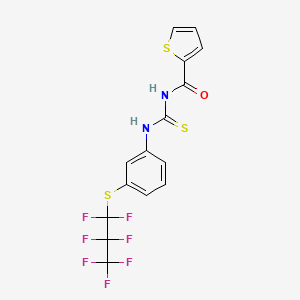 molecular formula C15H9F7N2OS3 B4591106 N-(3-((1,1,2,2,3,3,3-HEPTAFLUOROPROPYL)THIO)PH)-N'-(2-THIENYLCARBONYL)THIOUREA 