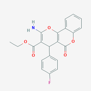 molecular formula C21H16FNO5 B459111 ethyl 2-amino-4-(4-fluorophenyl)-5-oxo-4H,5H-pyrano[3,2-c]chromene-3-carboxylate CAS No. 304879-84-3