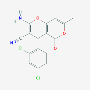molecular formula C16H10Cl2N2O3 B459112 2-Amino-4-(2,4-dichlorophenyl)-7-methyl-5-oxo-4H,5H-pyrano[4,3-b]pyran-3-carbonitrile CAS No. 220986-40-3