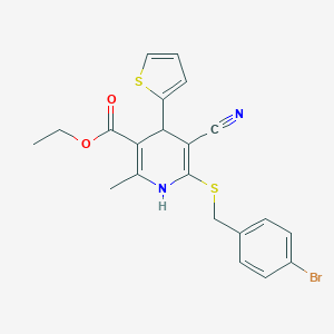 molecular formula C21H19BrN2O2S2 B459118 Ethyl 6-[(4-bromophenyl)methylsulfanyl]-5-cyano-2-methyl-4-thiophen-2-yl-1,4-dihydropyridine-3-carboxylate CAS No. 309278-49-7