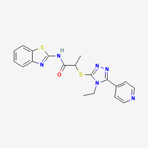 molecular formula C19H18N6OS2 B4591195 N-(1,3-benzothiazol-2-yl)-2-{[4-ethyl-5-(pyridin-4-yl)-4H-1,2,4-triazol-3-yl]sulfanyl}propanamide 