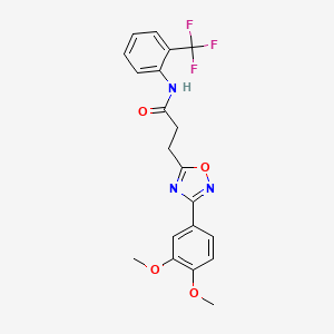 molecular formula C20H18F3N3O4 B4591270 3-[3-(3,4-dimethoxyphenyl)-1,2,4-oxadiazol-5-yl]-N-[2-(trifluoromethyl)phenyl]propanamide 