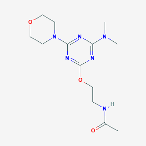 molecular formula C13H22N6O3 B4591290 N-(2-{[4-(dimethylamino)-6-(morpholin-4-yl)-1,3,5-triazin-2-yl]oxy}ethyl)acetamide 