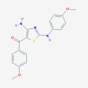 molecular formula C18H17N3O3S B459130 {(2z)-4-Amino-2-[(4-Methoxyphenyl)imino]-2,3-Dihydro-1,3-Thiazol-5-Yl}(4-Methoxyphenyl)methanone CAS No. 727685-49-6