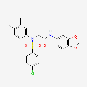 molecular formula C23H21ClN2O5S B4591370 N~1~-1,3-benzodioxol-5-yl-N~2~-[(4-chlorophenyl)sulfonyl]-N~2~-(3,4-dimethylphenyl)glycinamide 