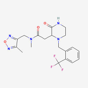 molecular formula C19H22F3N5O3 B4591383 N-methyl-N-[(4-methyl-1,2,5-oxadiazol-3-yl)methyl]-2-{3-oxo-1-[2-(trifluoromethyl)benzyl]-2-piperazinyl}acetamide 