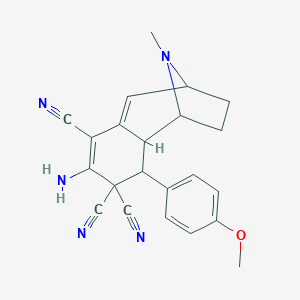molecular formula C22H21N5O B459141 5-Amino-3-(4-methoxyphenyl)-12-methyl-12-azatricyclo[7.2.1.02,7]dodeca-5,7-diene-4,4,6-tricarbonitrile 