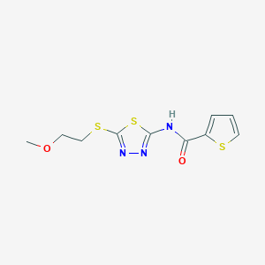 molecular formula C10H11N3O2S3 B4591418 N-{5-[(2-methoxyethyl)sulfanyl]-1,3,4-thiadiazol-2-yl}thiophene-2-carboxamide 