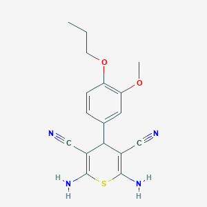 molecular formula C17H18N4O2S B459143 2,6-diamino-4-(3-methoxy-4-propoxyphenyl)-4H-thiopyran-3,5-dicarbonitrile CAS No. 340808-88-0