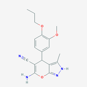 6-Amino-4-(3-methoxy-4-propoxyphenyl)-3-methyl-2,4-dihydropyrano[2,3-c]pyrazole-5-carbonitrile