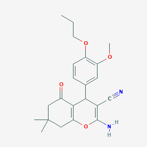 molecular formula C22H26N2O4 B459149 2-amino-4-(3-methoxy-4-propoxyphenyl)-7,7-dimethyl-5-oxo-6,8-dihydro-4H-chromene-3-carbonitrile CAS No. 340808-81-3