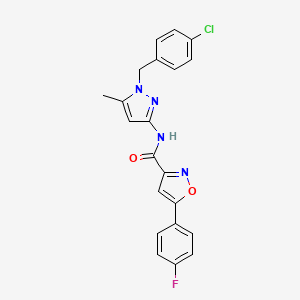 molecular formula C21H16ClFN4O2 B4591531 N-[1-(4-chlorobenzyl)-5-methyl-1H-pyrazol-3-yl]-5-(4-fluorophenyl)-3-isoxazolecarboxamide 