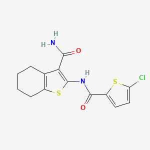 molecular formula C14H13ClN2O2S2 B4591535 2-{[(5-chloro-2-thienyl)carbonyl]amino}-4,5,6,7-tetrahydro-1-benzothiophene-3-carboxamide 