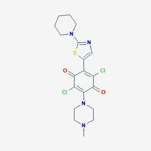 2,5-Dichloro-3-(4-methyl-1-piperazinyl)-6-[2-(1-piperidinyl)-1,3-thiazol-5-yl]benzo-1,4-quinone