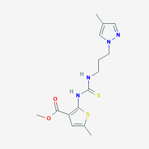 molecular formula C15H20N4O2S2 B4591565 methyl 5-methyl-2-[({[3-(4-methyl-1H-pyrazol-1-yl)propyl]amino}carbonothioyl)amino]-3-thiophenecarboxylate 