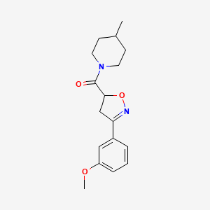 molecular formula C17H22N2O3 B4591597 1-[3-(3-METHOXYPHENYL)-4,5-DIHYDRO-1,2-OXAZOLE-5-CARBONYL]-4-METHYLPIPERIDINE 