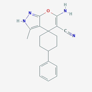 molecular formula C19H20N4O B459161 6'-amino-3'-methyl-4-phenyl-2'H-spiro[cyclohexane-1,4'-pyrano[2,3-c]pyrazole]-5'-carbonitrile 