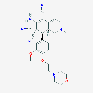 molecular formula C26H30N6O3 B459162 (8S,8aR)-6-amino-8-[3-methoxy-4-(2-morpholin-4-ylethoxy)phenyl]-2-methyl-1,3,8,8a-tetrahydroisoquinoline-5,7,7-tricarbonitrile CAS No. 303959-58-2
